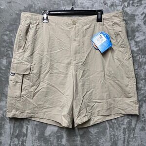 Columbia Bahama PFG Mens XL 8" Cargo Shorts Beige Outdoor Fishing Hiking - NEW